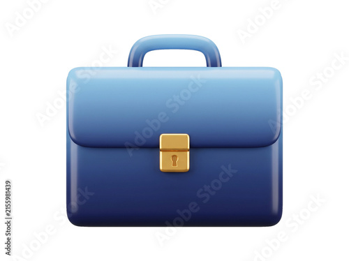 Modern blue briefcase with a golden lock, symbolizing business and security