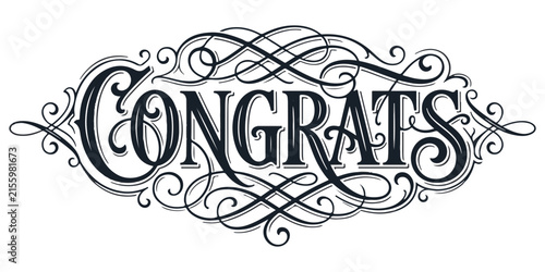 Vintage flourish calligraphy congrats typography
