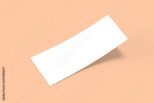 Two blank ticket mockups with tear off stub on pastel background 3d rendering