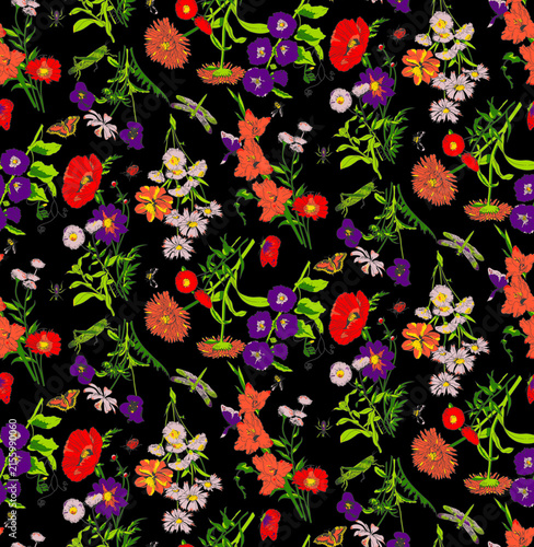 Картината върху платно Vibrant Mixed Flower Bouquet in Lush Garden Setting with Fresh Blooms