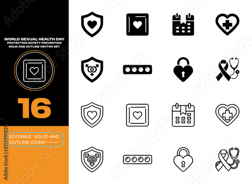 World Sexual Health Day Protection Safety Prevention Medical Vector Set
