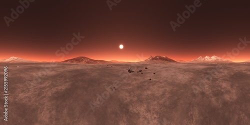 Red planet environment map simulating Martian landscape