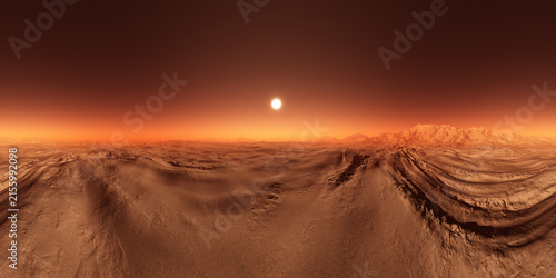 Red planet environment map simulating Martian landscape
