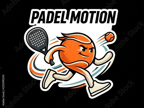 Modern Padel Motion Mascot Sticker with Dynamic Racket Graphic