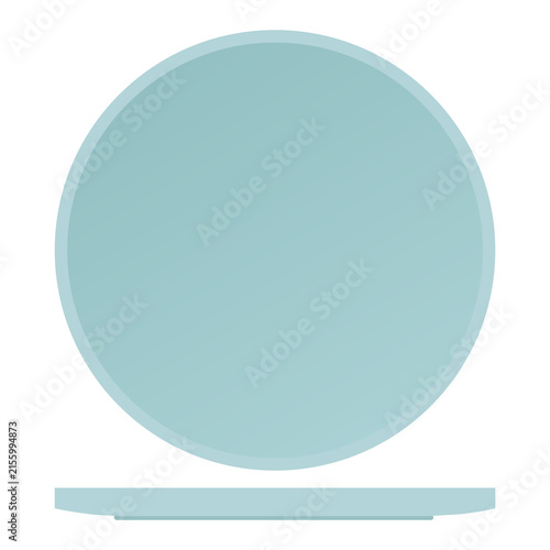 Empty Gray Round Plate Isolated on White Background