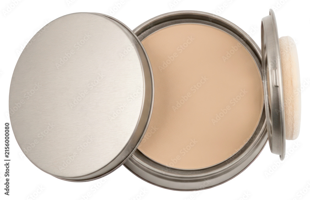 Fotografie Round Metal Compact with Pressed Face Powder