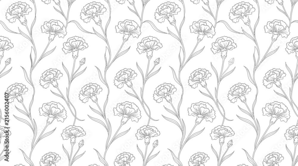 Fototapeta premium Floral Pattern with Carnation Flowers
