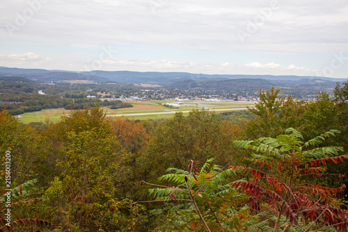 Panoramic view from the Montgomery Pike overlook area looking down onto the the city of Montoursville, Pennsylvania. 