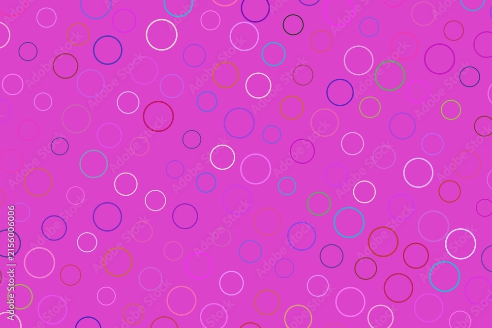 Pink background with colorful circle patterns and outlines