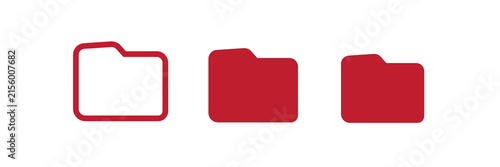 Foto Set of red folder icons with outline and solid variations isolated on transparen