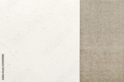 top view with gray kitchen napkin isolated on table background. Folded cloth for mockup with copy space, Flat lay. Minimal style