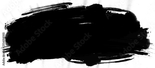 Konstfotografi Thick black rectangular paint swatch isolated on isolated on transparent png bac