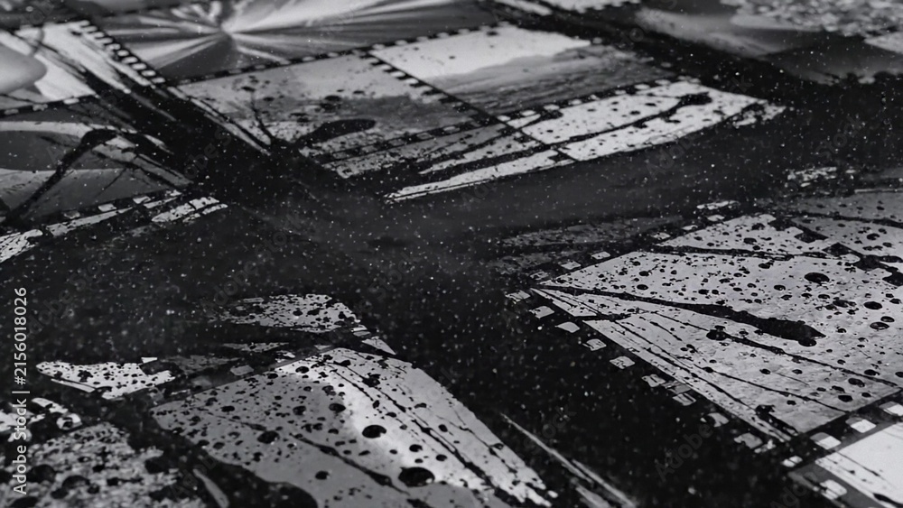 Fototapeta premium Abstract black and white pattern of distressed metal surfaces, showing textures and layered panels, perfect for industrial backgrounds or grunge aesthetics, dramatic visual element