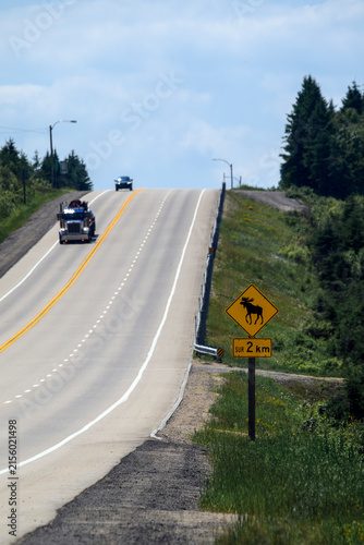 Canadian road with a ‘Beware of Moose’ sign