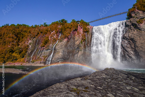 Beautiful rainbow at Montmorency Falls,  Quebec, Canada