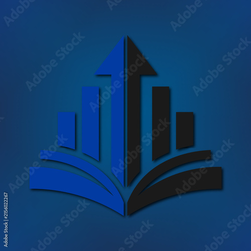Minimalist education book business growth arrow circuit vector logo background