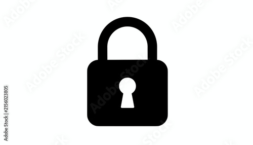 Simple black padlock silhouette stands out on a white background as a clean icon for security and access control.
