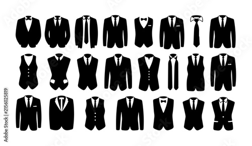Canvas Print Business suit and waistcoat silhouette icons representing professional corporate wardrobe