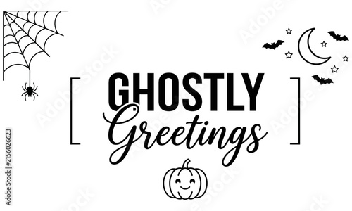 Halloween Party Invitation Card with Vintage Vector Design, Festive Celebration Text, Holiday Symbols and Decorative Illustration Elements
