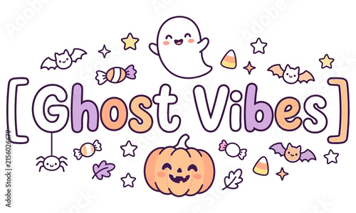 Happy Halloween Card with Pumpkin, Cute Cartoon Characters, Smiling Faces, Funny Child and Animal Icons, Festive Vector Illustration Design