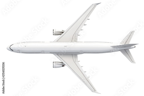 Modern commercial airliner in flight isolated on transparent background. Commercial airplane in flight isolated on white background.