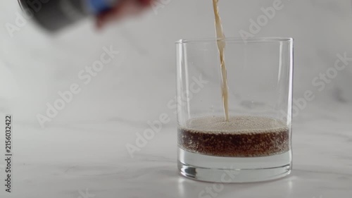 Pouring soda in glass. Original sound. 24fps. Prores 422HQ