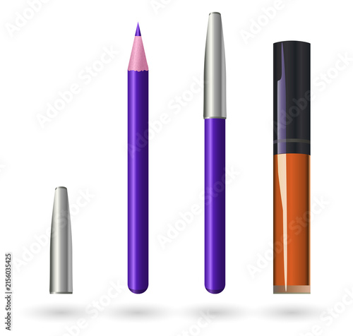 Cuadro en lienzo Vibrant makeup products on isolated transparent background for design