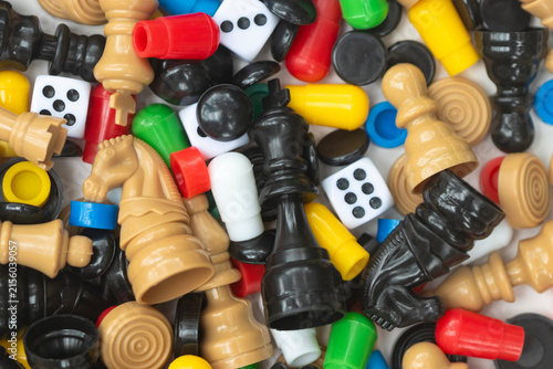 фотографія Miscellaneous plastic game pieces - full frame