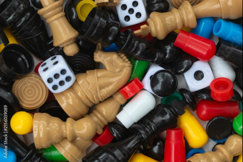 фотографія Miscellaneous plastic game pieces - full frame