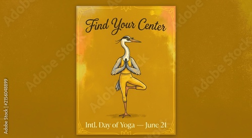 Find Your Center Yoga Heron Poster