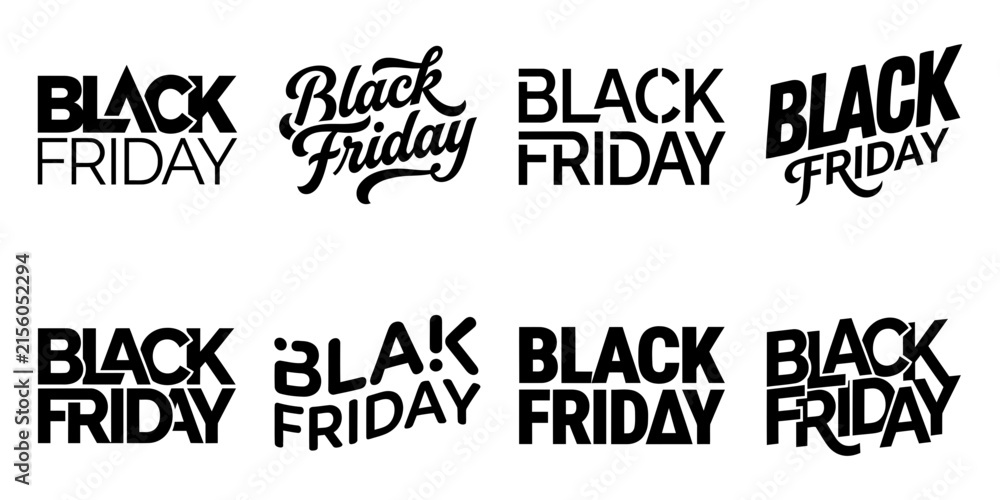 Obraz premium Collection of creative black friday text logo designs