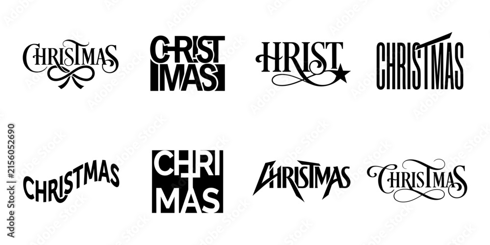 Obraz premium Creative christmas typography and logo collection, festive holiday lettering