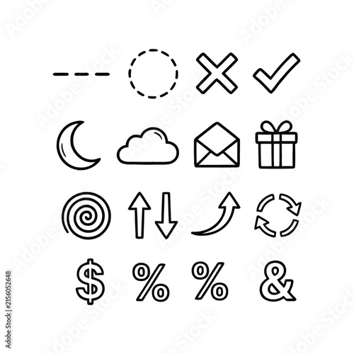 Minimalist Line Icons Set for UI UX Design featuring Business Finance and Web Interface Symbols Outline Vector Elements
