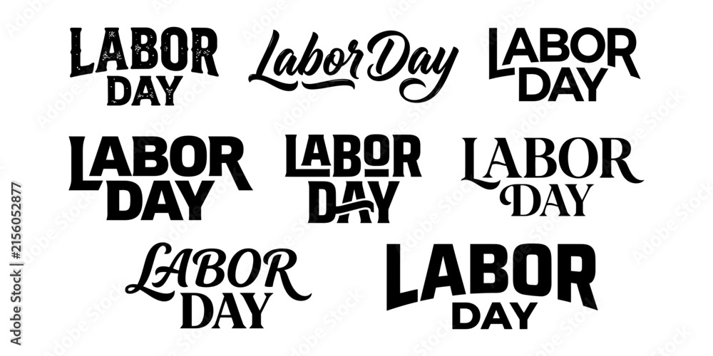 Obraz premium Set of labor day text logos, various bold and professional fonts for holiday designs