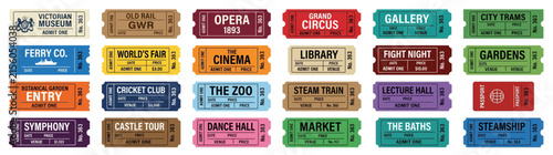 Collection of Vintage Event Tickets Isolated on Transparent Background