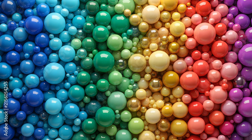 Colorful bokeh light bubbles in rainbow gradient colors