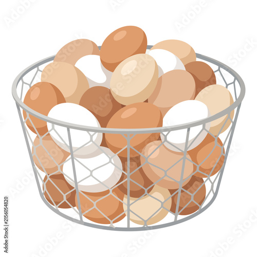 Basket full of fresh chicken eggs