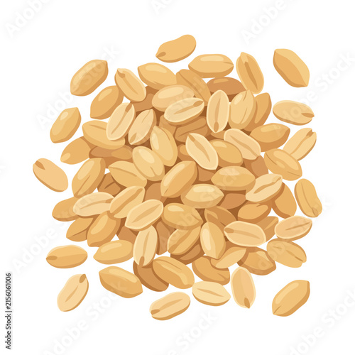 Top view of a large pile of peanuts isolated on white background