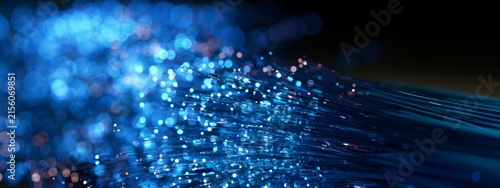 Glowing Fiber Optic Digital Landscape Visualized as Internet Infrastructure with Light Effects