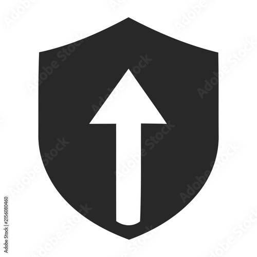 Up Arrow Shield Security Icon For Protected Growth Direction And Forward Movement
