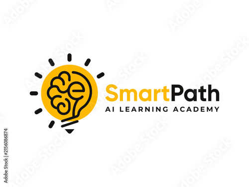 SmartPath AI learning academy logo with brain lightbulb