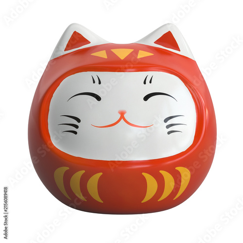 Maneki neko lucky cat isolated on white background