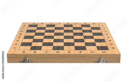 Wooden chess board isolated on white background