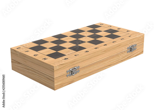 Wooden chess board isolated on white background