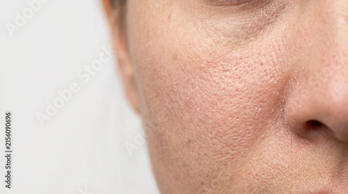 Close up of mature skin texture on human face.