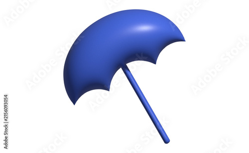 Blue 3D umbrella icon isolated on white background for weather and protection concepts