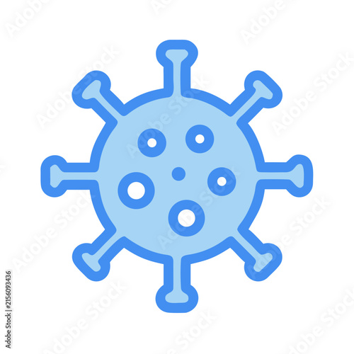 Virus icon, minimal style, light blue color, healthcare concept, copy space
