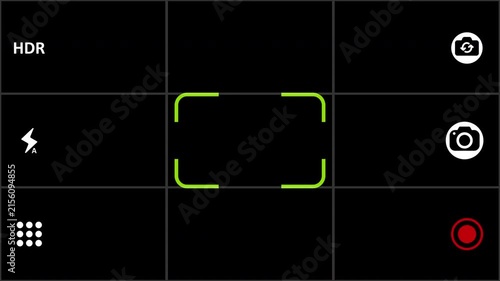 Smartphone camera screen overlay and flash lighting effect, Ideal for photography, video recording, technology, and multimedia concept visuals.