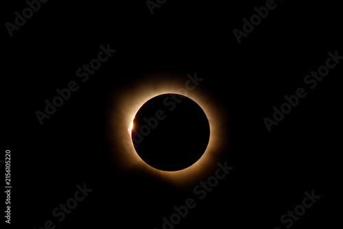 Konstfotografi Total solar eclipse diamond ring with solar prominence and corona