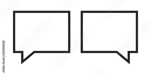 Square Speech Bubble Outline Icon With Left And Right Tail For Chat Message Dialogue And Communication Design